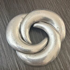 Silver Interlocking Knot Sculpture - Home Art Accent